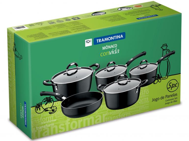 Jogo de Panelas 5 peas Preto - Mnaco - 20899/050 - Tramontina