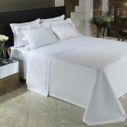 Kit: 1 Cobre-leito Casal + 2 porta-travesseiros Cetim de Algodo 400 fios - Acapulco Branco - Dui Design