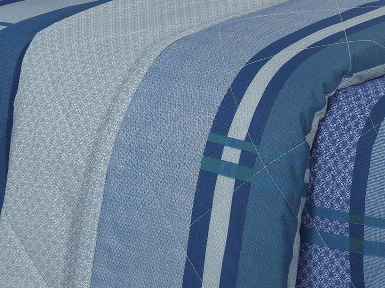 Kit: 1 Cobre-leito Queen + 2 Porta-travesseiros Percal 200 fios - Adonis Azul - Dui Design