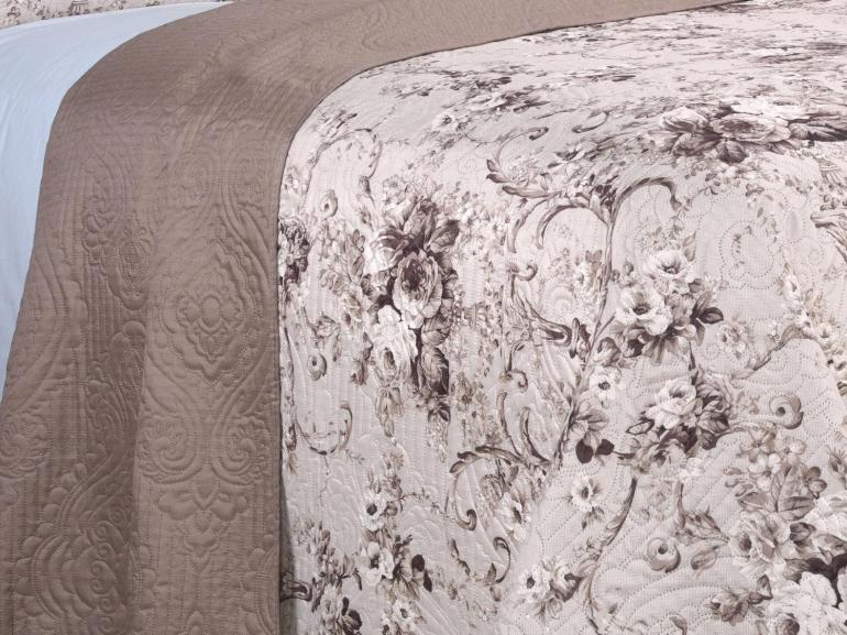 Kit: 1 Cobre-leito King Bouti de Microfibra Ultrasonic Estampada + 2 Porta-travesseiros - Adore Noz Moscada - Dui Design