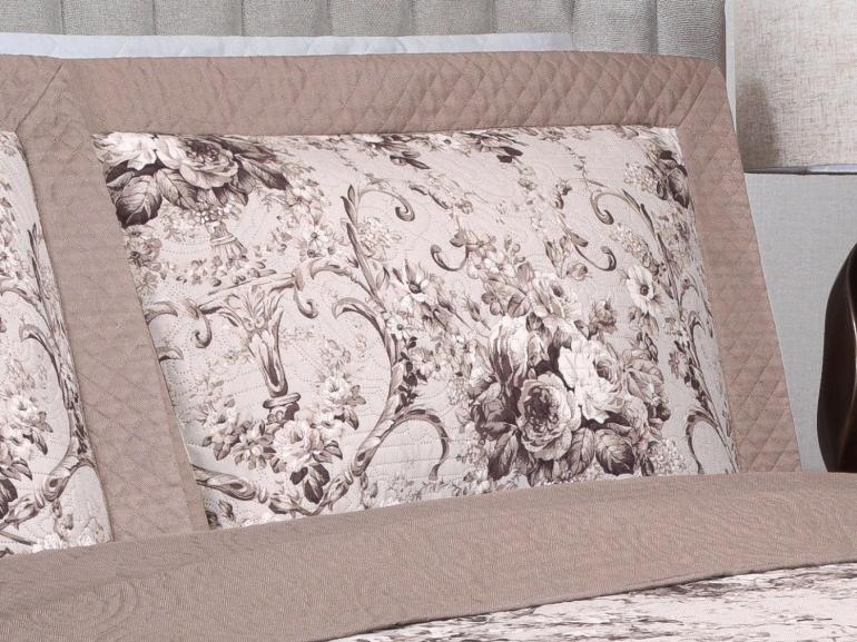 Kit: 1 Cobre-leito King Bouti de Microfibra Ultrasonic Estampada + 2 Porta-travesseiros - Adore Noz Moscada - Dui Design