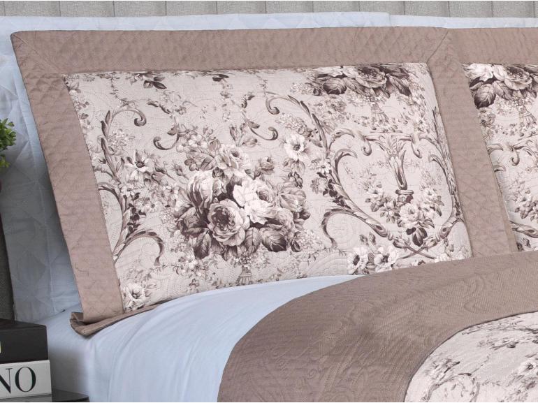 Kit: 1 Cobre-leito King Bouti de Microfibra Ultrasonic Estampada + 2 Porta-travesseiros - Adore Noz Moscada - Dui Design