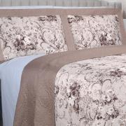 Kit: 1 Cobre-leito King Bouti de Microfibra Ultrasonic Estampada + 2 Porta-travesseiros - Adore Noz Moscada - Dui Design