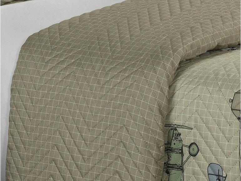 Kit: 1 Cobre-leito Casal Kids Bouti de Microfibra PatchWork Ultrasonic + 2 Porta-travesseiros - Aero Taupe - Dui Design