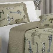 Kit: 1 Cobre-leito Casal Kids Bouti de Microfibra PatchWork Ultrasonic + 2 Porta-travesseiros - Aero Taupe - Dui Design