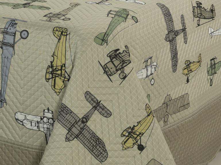 Kit: 1 Cobre-leito Casal Kids Bouti de Microfibra PatchWork Ultrasonic + 2 Porta-travesseiros - Aero Taupe - Dui Design