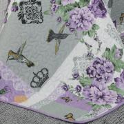 Kit: 1 Cobre-leito Queen Bouti de Microfibra Ultrasonic Estampada + 2 Porta-travesseiros - Alba Lilas - Dui Design