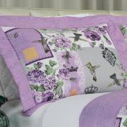 Kit: 1 Cobre-leito Queen Bouti de Microfibra Ultrasonic Estampada + 2 Porta-travesseiros - Alba Lilas - Dui Design