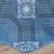 Kit: 1 Cobre-leito Casal Bouti de Microfibra Ultrasonic Estampada + 2 Porta-travesseiros - Alcazar Azul - Dui Design