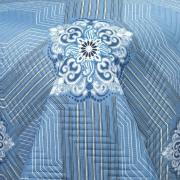 Kit: 1 Cobre-leito Casal Bouti de Microfibra Ultrasonic Estampada + 2 Porta-travesseiros - Alcazar Azul - Dui Design