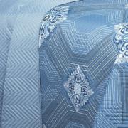 Kit: 1 Cobre-leito Casal Bouti de Microfibra Ultrasonic Estampada + 2 Porta-travesseiros - Alcazar Azul - Dui Design