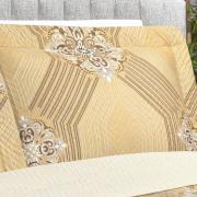 Kit: 1 Cobre-leito King Bouti de Microfibra Ultrasonic Estampada + 2 Porta-travesseiros - Alcazar Bege - Dui Design