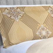 Kit: 1 Cobre-leito King Bouti de Microfibra Ultrasonic Estampada + 2 Porta-travesseiros - Alcazar Bege - Dui Design
