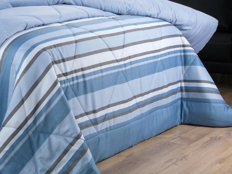 Jogo de Cama Casal Cetim 300 fios - Alcazar Azul - Dui Design