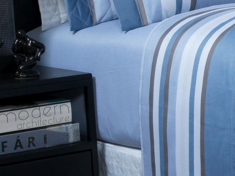 Jogo de Cama Casal Cetim 300 fios - Alcazar Azul - Dui Design