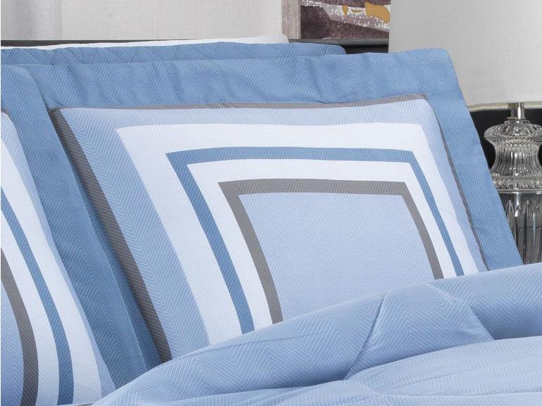 Jogo de Cama Casal Cetim 300 fios - Alcazar Azul - Dui Design