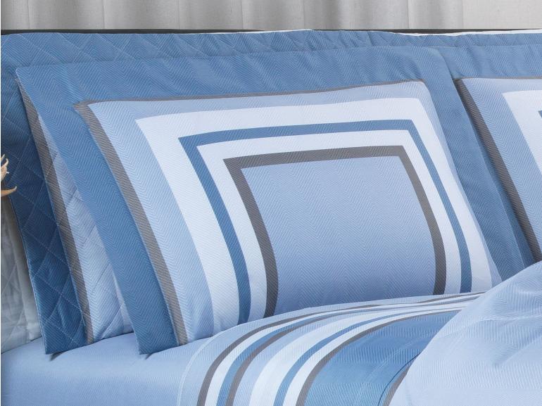 Jogo de Cama Casal Cetim 300 fios - Alcazar Azul - Dui Design