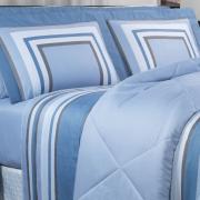 Jogo de Cama Casal Cetim 300 fios - Alcazar Azul - Dui Design