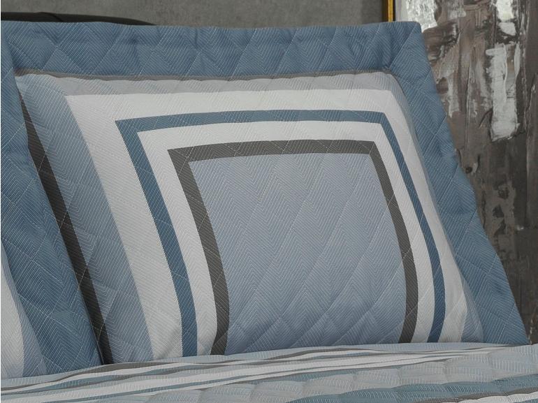 Kit: 1 Cobre-leito Queen + 2 porta-travesseiros Cetim 300 fios - Alcazar Azul - Dui Design