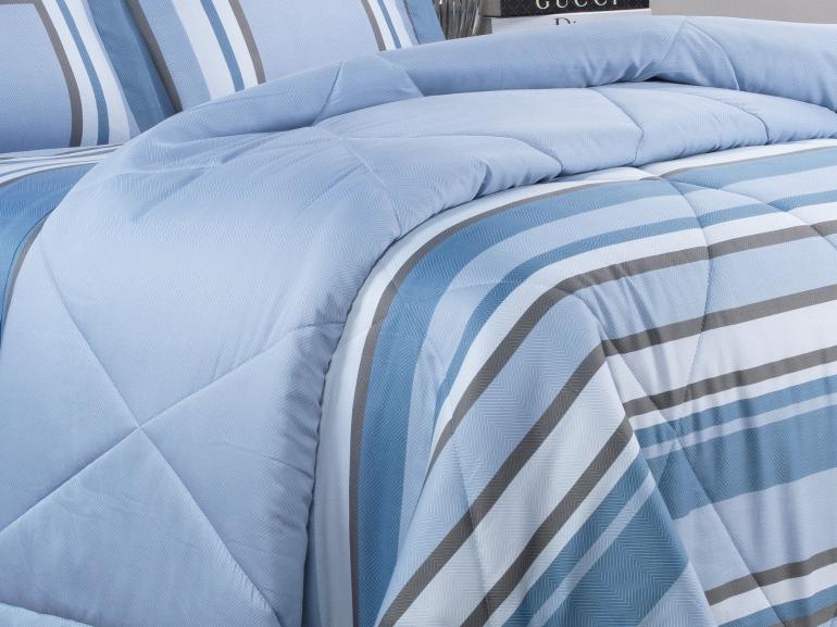 Edredom King Cetim 300 fios - Alcazar Azul - Dui Design