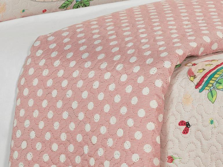 Kit: 1 Cobre-leito Solteiro Kids Bouti de Microfibra PatchWork Ultrasonic + 1 Porta-travesseiro - Alice Rosa - Dui Design