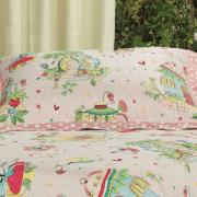 Kit: 1 Cobre-leito Solteiro Kids Bouti de Microfibra PatchWork Ultrasonic + 1 Porta-travesseiro - Alice Rosa - Dui Design