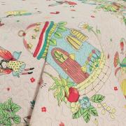 Kit: 1 Cobre-leito Solteiro Kids Bouti de Microfibra PatchWork Ultrasonic + 1 Porta-travesseiro - Alice Rosa - Dui Design