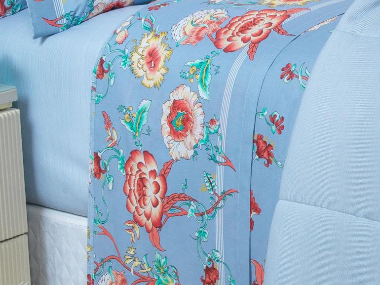 Jogo de Cama Casal 150 fios - Alicia Indigo - Dui Design