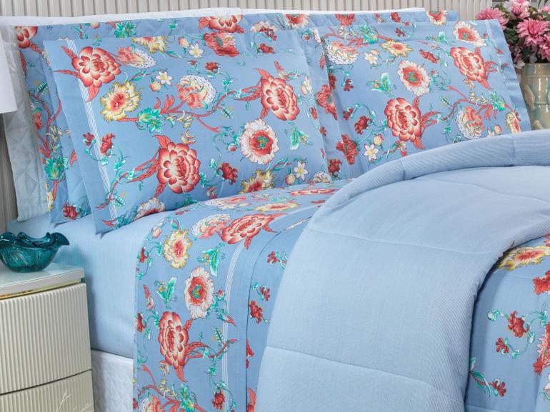 Jogo de Cama Casal 150 fios - Alicia Indigo - Dui Design