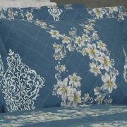 Kit: 1 Cobre-leito King + 2 Porta-travesseiros 180 fios - Alison Azul - Dui Design