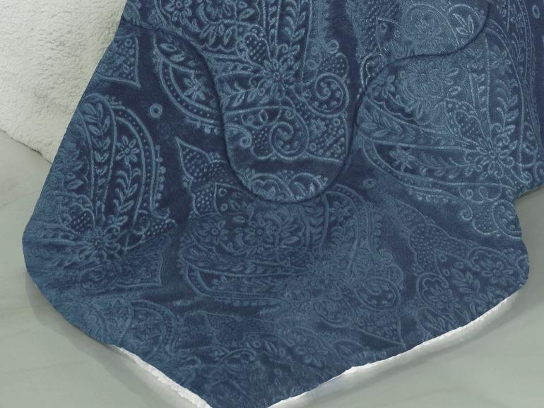 Edredom Solteiro Pele de Carneiro e Plush - Sherpa Allure Azul Stone - Dui Design