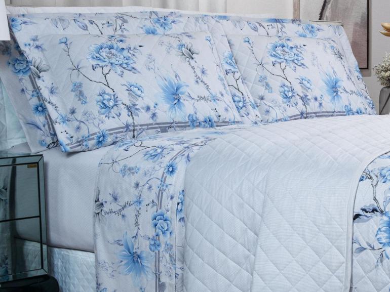 Kit: 1 Cobre-leito King + 2 Porta-travesseiros Percal 180 fios - Alma Cinza - Dui Design