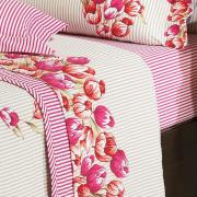 Kit: 1 Cobre-leito Casal + 2 Portas-travesseiro 150 fios 100% Algodo - Almere Pink - Dui Design