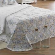 Kit: 1 Cobre-leito Solteiro + 1 Porta-travesseiro Solteiro Percal 180 fios 100% Algodo - Amlia Azul - Dui Design