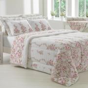 Kit: 1 Cobre-leito Casal + 2 Porta-travesseiros Casal Percal 180 fios 100% Algodo - Amlia Rosa - Dui Design