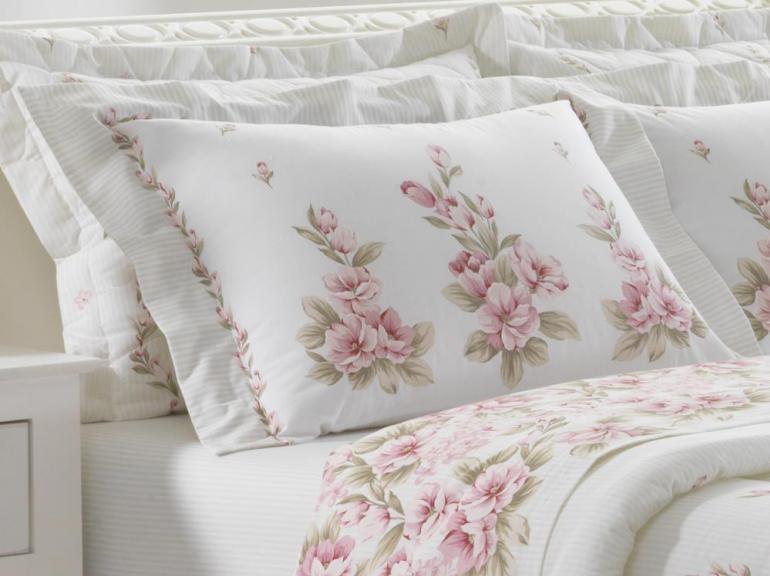 Jogo de Cama Queen Percal 180 fios 100% Algodo - Amlia Rosa - Dui Design