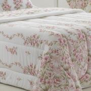 Kit: 1 Cobre-leito Casal + 2 Porta-travesseiros Casal Percal 180 fios 100% Algodo - Amlia Rosa - Dui Design