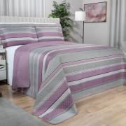 Kit: 1 Cobre-leito Queen Bouti de Microfibra Ultrasonic Estampada + 2 Porta-travesseiros - Amarante Aubergine - Dui Design