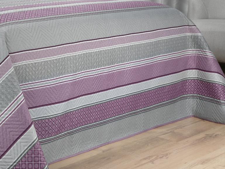 Kit: 1 Cobre-leito Queen Bouti de Microfibra Ultrasonic Estampada + 2 Porta-travesseiros - Amarante Aubergine - Dui Design
