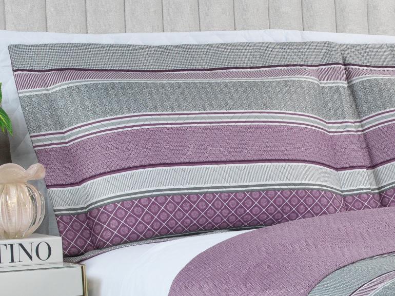 Kit: 1 Cobre-leito Queen Bouti de Microfibra Ultrasonic Estampada + 2 Porta-travesseiros - Amarante Aubergine - Dui Design