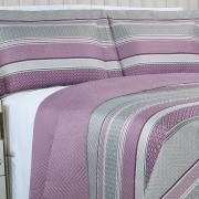 Kit: 1 Cobre-leito Queen Bouti de Microfibra Ultrasonic Estampada + 2 Porta-travesseiros - Amarante Aubergine - Dui Design