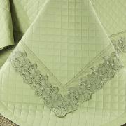 Kit: 1 Cobre-leito Casal + 2 porta-travesseiros Percal 200 fios 100% Algodo com Bordado Ingls - Amatore Verde - Dui Design