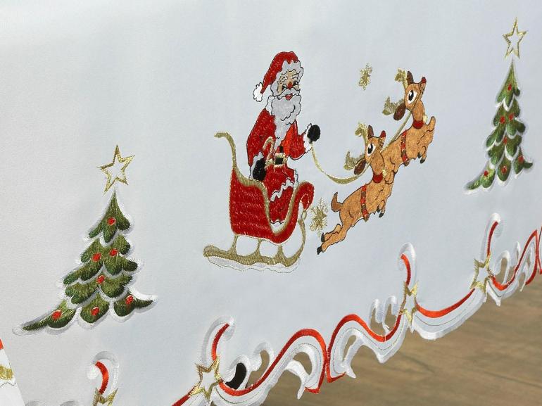 Toalha de Mesa Natal com Bordado Richelieu Retangular 6 Lugares 160x220cm - Amor Branco - Dui Design