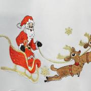 Toalha de Mesa Natal com Bordado Richelieu Redonda 180cm - Amor Branco - Dui Design