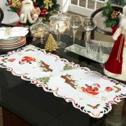 Trilho de Mesa Natal com Bordado Richelieu 40x85cm - Amor Branco - Dui Design