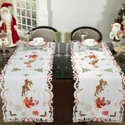 Trilho de Mesa Natal com Bordado Richelieu 45x170cm - Amor Branco - Dui Design