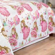 Kit: 1 Cobre-leito Casal Kids Bouti de Microfibra Ultrasonic Estampada + 2 Porta-travesseiros - Amora Rosa - Dui Design