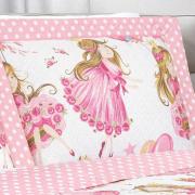 Kit: 1 Cobre-leito Casal Kids Bouti de Microfibra Ultrasonic Estampada + 2 Porta-travesseiros - Amora Rosa - Dui Design