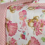 Kit: 1 Cobre-leito Casal Kids Bouti de Microfibra Ultrasonic Estampada + 2 Porta-travesseiros - Amora Rosa - Dui Design