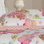 Kit: 1 Cobre-leito Casal Kids Bouti de Microfibra Ultrasonic Estampada + 2 Porta-travesseiros - Amora Rosa - Dui Design